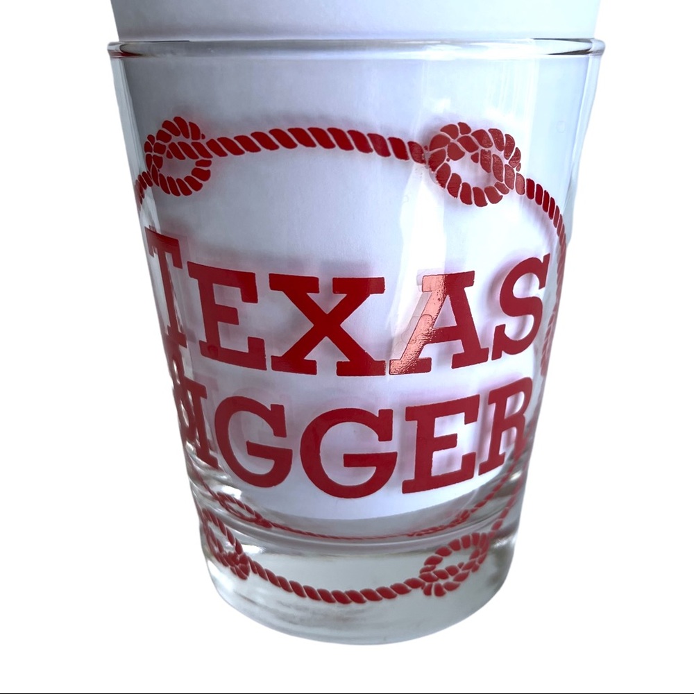 Texas Lone Star State Souvenir Texas Jigger Lowball Glass 12oz Map Rope Longhorn